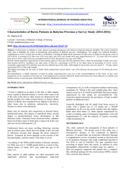 Characteristics of Burns Patients in Babylon Province a Survey Study