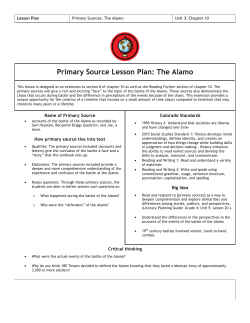 Primary Source Lesson Plan: The Alamo