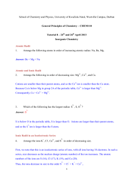 Chem 110 (2013)Tutorial 8 Solutions