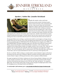 Speaker / Author Bio: Jennifer Strickland