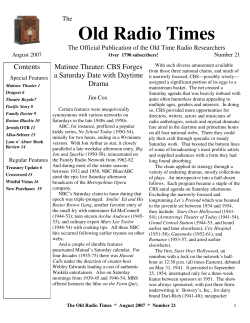 The Old Radio Times - Old Time Radio Researchers Group