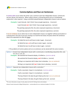 Comma Splices and Run-On Sentences
