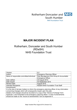 major incident plan - Rotherham Doncaster and South Humber NHS