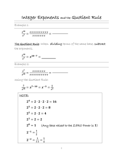 Integer Exponents and the Quotient Rule