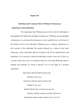 Chapter III Individual and Common Man in Whitman`s Democracy