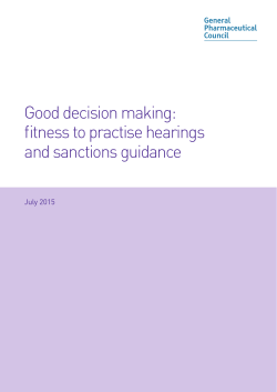 Good decision making: fitness to practise hearings and sanctions