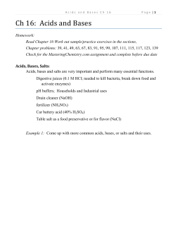 Ch 16: Acids and Bases