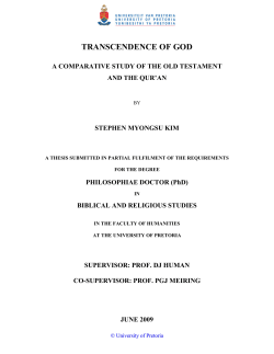 transcendence of god - University of Pretoria