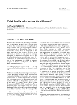 Think health: what makes the difference?1