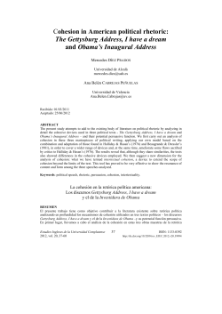 Cohesion in American political rhetoric: The Gettysburg Address, I