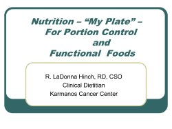 Nutrition &ndash; using &ldquo;My Plate&rdquo; &ndash; For Portion Control and Foods to Include