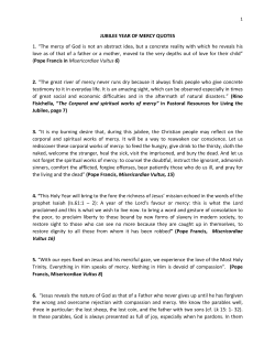 Quotes about MERCY, collected for the Extraordinary Jubilee of Mercy