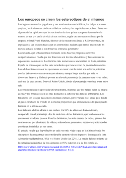 Los europeos se creen los estereotipos de s&iacute; mismos