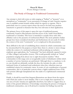 The Study of Change in Traditional Communities