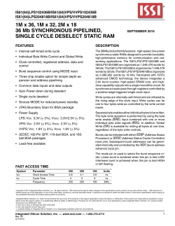 1M x 36, 1M x 32, 2M x 18 36 Mb SYNCHRONOUS PIPELINED