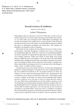 Toward a Science of Aesthetics