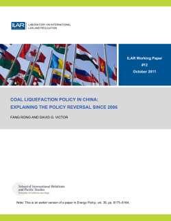 Coal Liquefaction Policy in China - Laboratory on International Law