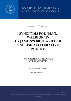 "Synonyms for `Man, Warrior` in Laȝamon`S Brut and Old English