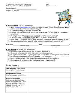 Science Fair Project Proposal