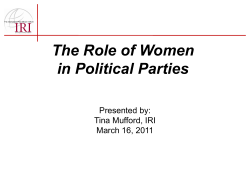 The Role of Women in Political Parties - WDN