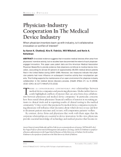 Physician-Industry Cooperation In The Medical Device Industry