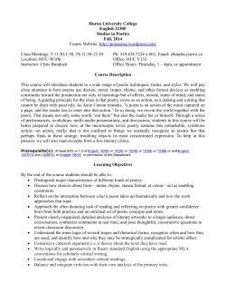 Huron University College English 2230F Studies in Poetics Fall