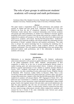 The role of peer groups in adolescent students&acute; academic self