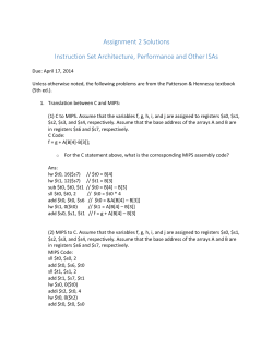 Assignment 2 Solutions Instruction Set Architecture