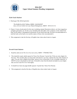 2016-2017 Upper School Summer Reading Assignments