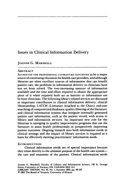 Issues in Clinical Information Delivery