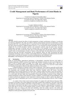 Credit Management and Bank Performance of Listed Banks in Nigeria