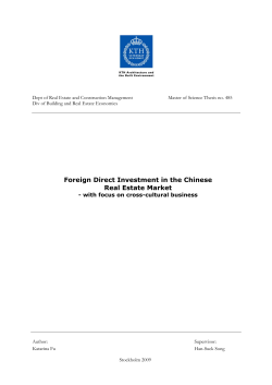 Foreign Direct Investment in the Chinese Real Estate Market