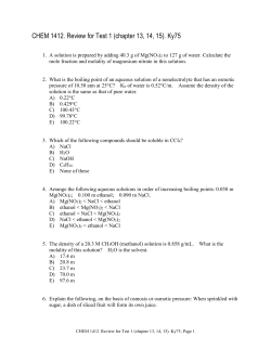 CHEM 1412. Review for Test 1 (chapter 13, 14, 15).