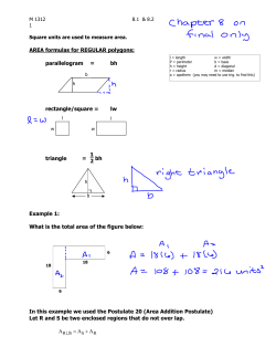 AREA formulas for REGULAR polygons: parallelogram = bh