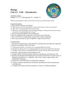 Biology Unit 4A Cells &ndash; Introduction