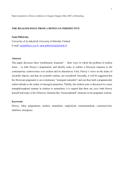 1 THE REALISM ISSUE FROM A DEWEYAN PERSPECTIVE Sami