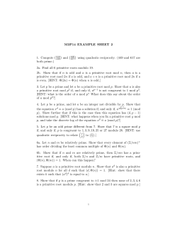 M3P14 EXAMPLE SHEET 2 1. Compute (210 ) and ( ) using