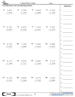 4 Digit Minus 4 Digit