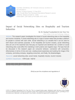 Impact of Social Networking Sites on Hospitality and Tourism