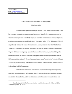 ETA Hoffmann and Music: a Background