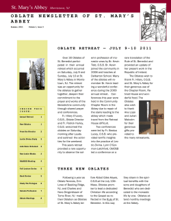 Oblate Newsletter - St. Mary`s Abbey