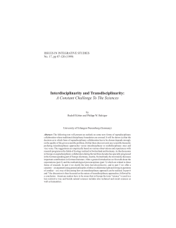 Interdisciplinarity and Transdisciplinarity: A
