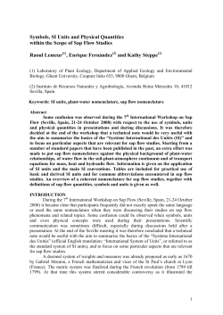 SYMBOLS, UNITS AND NOTATION FOR SAP FLOW STUDIES