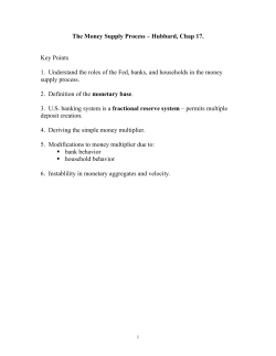 The Money Supply Process &ndash; Hubbard, Chap 17 - uc