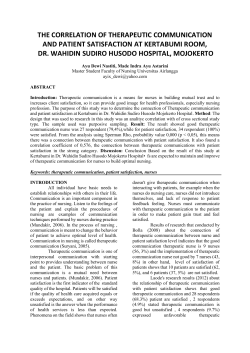the correlation of therapeutic communication and patient satisfaction