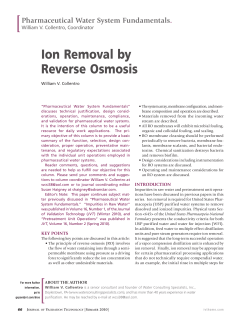 Ion Removal by Reverse Osmosis