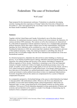 Federalism: The case of Switzerland