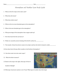 Atmosphere and Weather Exam Study Guide