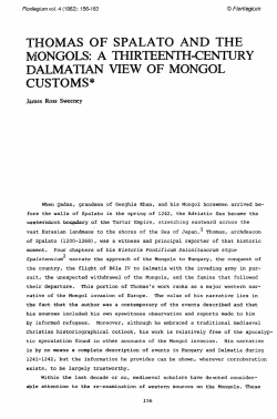 THOMAS OF SPALATO AND THE MONGOLS: A THIRTEENTH