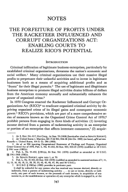 the forfeiture of profits under the racketeer influenced and corrupt